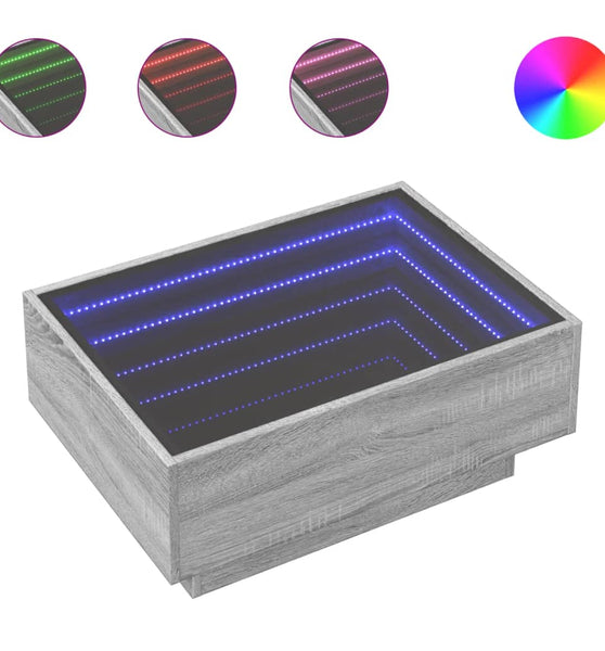 LED-Couchtisch Grau Sonoma 70x50x30 cm Holzwerkstoff