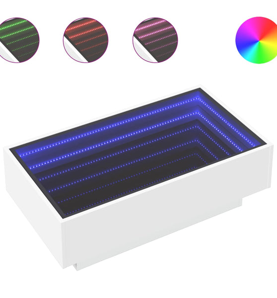 LED-Couchtisch Weiß 90x50x30 cm Holzwerkstoff