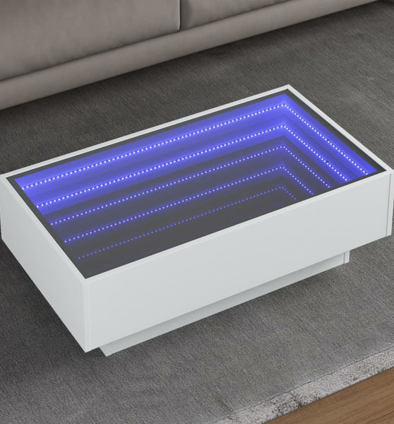 LED-Couchtisch Weiß 90x50x30 cm Holzwerkstoff