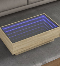 LED-Couchtisch Sonoma Eiche 90x50x30 cm Holzwerkstoff