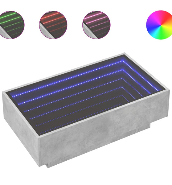 LED-Couchtisch Betongrau 90x50x30 cm Holzwerkstoff