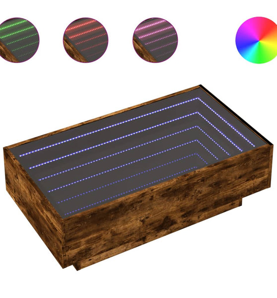 LED-Couchtisch Räuchereiche 90x50x30 cm Holzwerkstoff