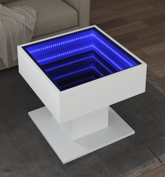 LED-Couchtisch Weiß 50x50x45 cm Holzwerkstoff