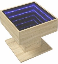 LED-Couchtisch Sonoma Eiche 50x50x45 cm Holzwerkstoff