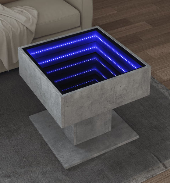 LED-Couchtisch Betongrau 50x50x45 cm Holzwerkstoff