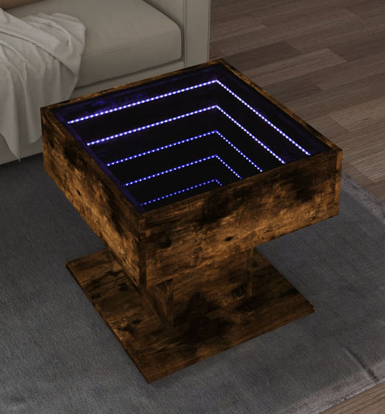 LED-Couchtisch Räuchereiche 50x50x45 cm Holzwerkstoff