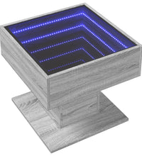 LED-Couchtisch Grau Sonoma 50x50x45 cm Holzwerkstoff