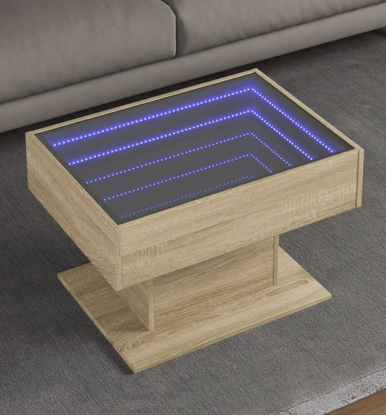 LED-Couchtisch Sonoma Eiche 70x50x45 cm Holzwerkstoff