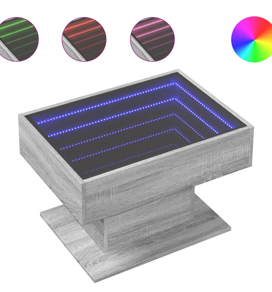 LED-Couchtisch Grau Sonoma 70x50x45 cm Holzwerkstoff