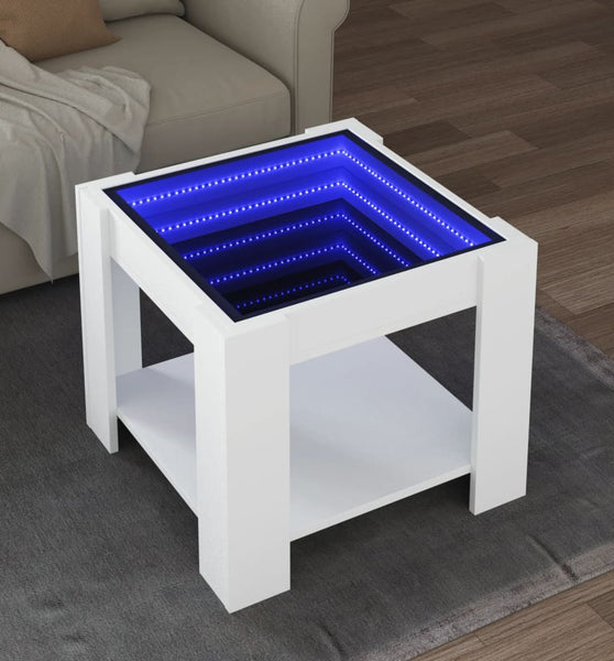 LED-Couchtisch Weiß 53x53x45 cm Holzwerkstoff