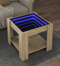 LED-Couchtisch Sonoma Eiche 53x53x45 cm Holzwerkstoff