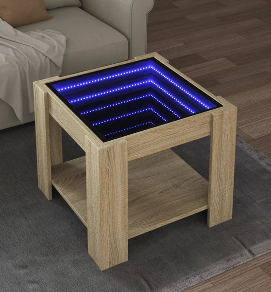 LED-Couchtisch Sonoma Eiche 53x53x45 cm Holzwerkstoff