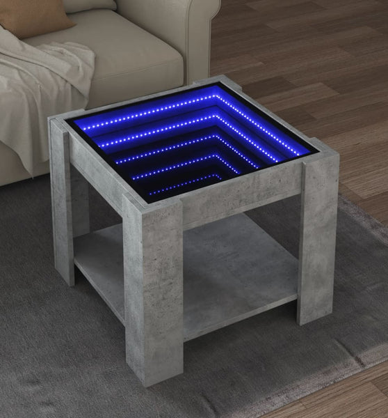 LED-Couchtisch Betongrau 53x53x45 cm Holzwerkstoff