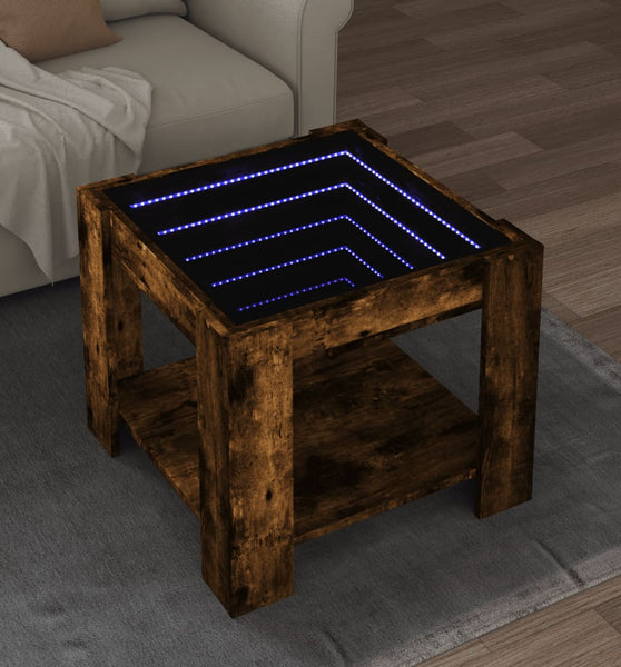 LED-Couchtisch Räuchereiche 53x53x45 cm Holzwerkstoff