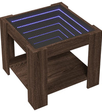 LED-Couchtisch Braun Eichen-Optik 53x53x45 cm Holzwerkstoff