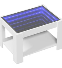 Couchtisch mit LED-Leuchten Weiß 73x53x45 cm Holzwerkstoff