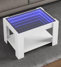 Couchtisch mit LED-Leuchten Weiß 73x53x45 cm Holzwerkstoff