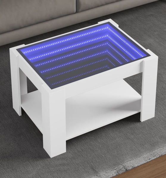 Couchtisch mit LED-Leuchten Weiß 73x53x45 cm Holzwerkstoff