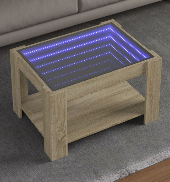 LED-Couchtisch Sonoma Eiche 73x53x45 cm Holzwerkstoff