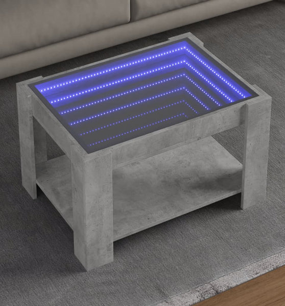 LED-Couchtisch Betongrau 73x53x45 cm Holzwerkstoff