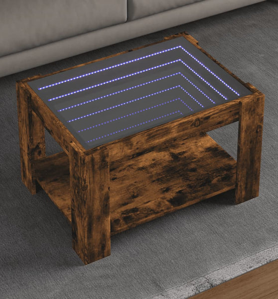 LED-Couchtisch Räuchereiche 73x53x45 cm Holzwerkstoff