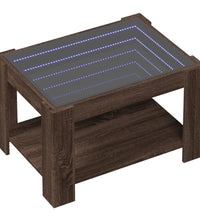 LED-Couchtisch Braun Eichen-Optik 73x53x45 cm Holzwerkstoff