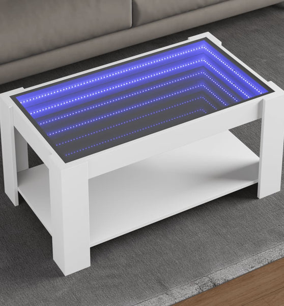 LED-Couchtisch Weiß 93x53x45 cm Holzwerkstoff