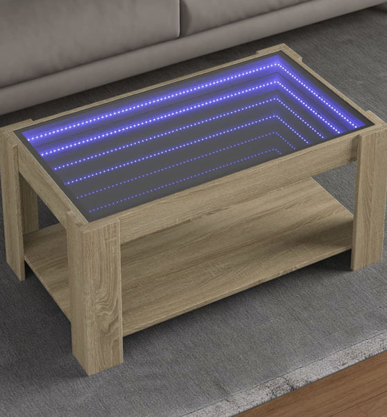 LED-Couchtisch Sonoma Eiche 93x53x45 cm Holzwerkstoff