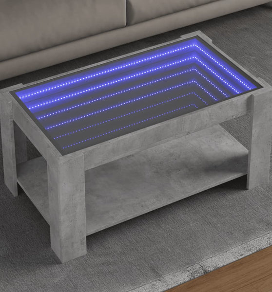 LED-Couchtisch Betongrau 93x53x45 cm Holzwerkstoff