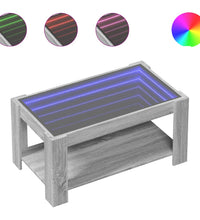 LED-Couchtisch Grau Sonoma 93x53x45 cm Holzwerkstoff