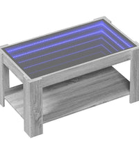 LED-Couchtisch Grau Sonoma 93x53x45 cm Holzwerkstoff