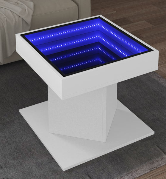 LED-Couchtisch Weiß 50x50x45 cm Holzwerkstoff