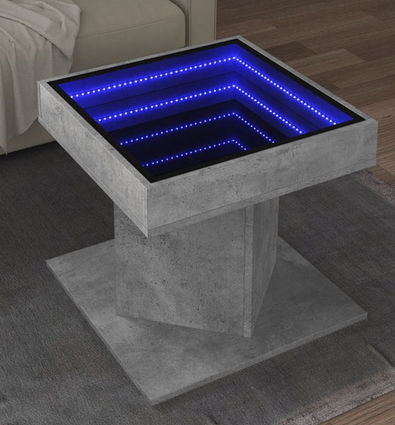 LED-Couchtisch Betongrau 50x50x45 cm Holzwerkstoff