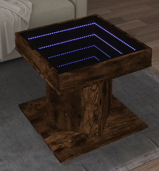 LED-Couchtisch Räuchereiche 50x50x45 cm Holzwerkstoff