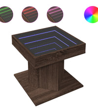 LED-Couchtisch Braun Eichen-Optik 50x50x45 cm Holzwerkstoff