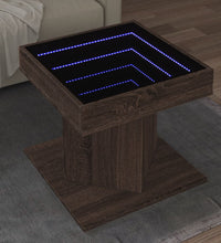 LED-Couchtisch Braun Eichen-Optik 50x50x45 cm Holzwerkstoff