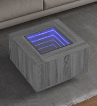 LED-Couchtisch Grau Sonoma 60x60x40 cm Holzwerkstoff