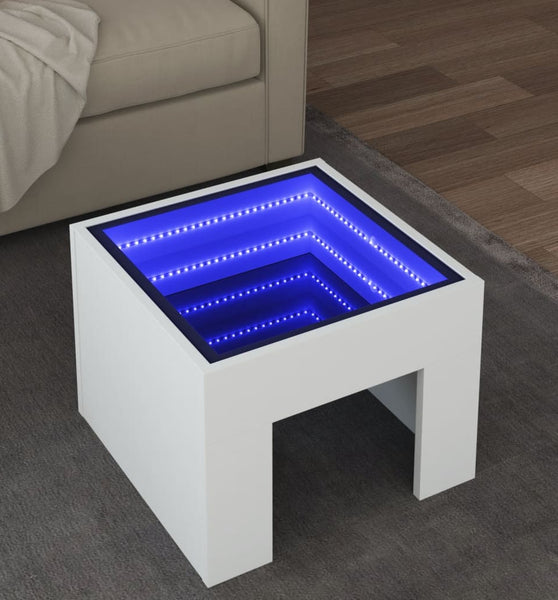 Couchtisch mit Infinity-LED Weiß 40x40x30 cm