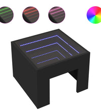 Couchtisch mit Infinity-LED Schwarz 40x40x30 cm