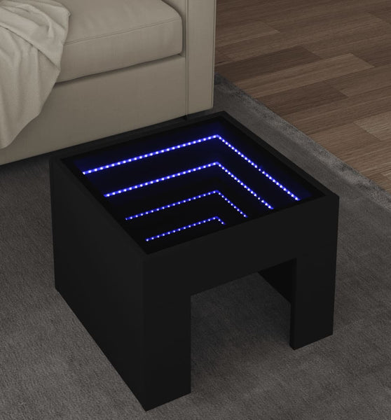 Couchtisch mit Infinity-LED Schwarz 40x40x30 cm