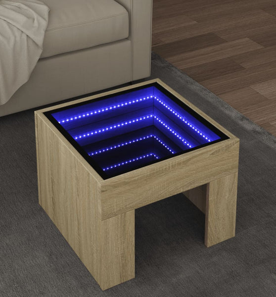 Couchtisch mit Infinity-LED Sonoma-Eiche 40x40x30 cm