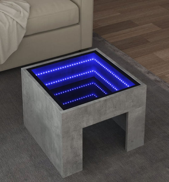 Couchtisch mit Infinity-LED Betongrau 40x40x30 cm