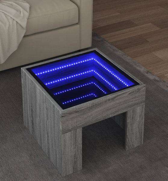 Couchtisch mit Infinity-LED Grau Sonoma 40x40x30 cm