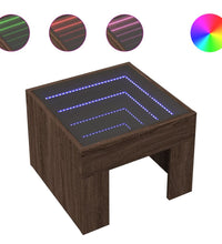 Couchtisch mit Infinity-LED Braun Eichen-Optik 40x40x30 cm