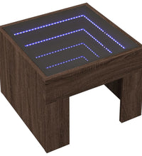 Couchtisch mit Infinity-LED Braun Eichen-Optik 40x40x30 cm