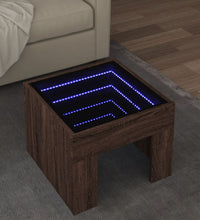 Couchtisch mit Infinity-LED Braun Eichen-Optik 40x40x30 cm