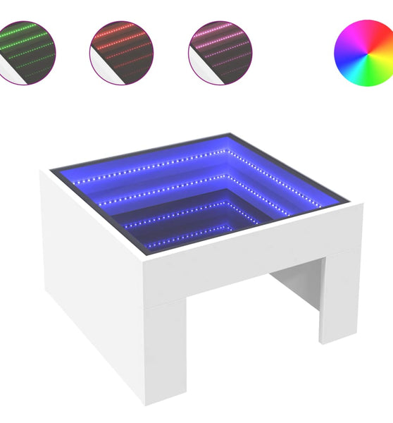 Couchtisch mit Infinity-LED Weiß 50x50x30 cm