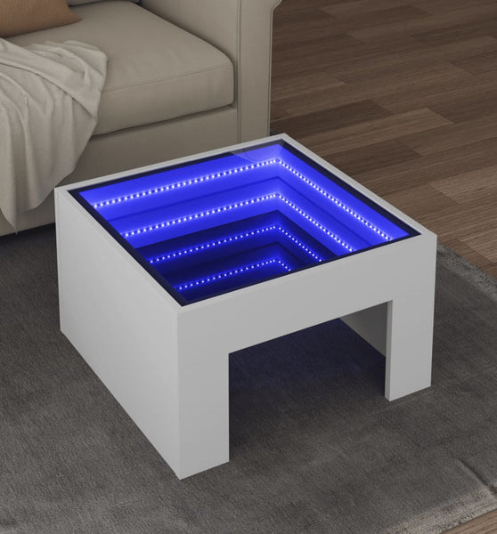 Couchtisch mit Infinity-LED Weiß 50x50x30 cm