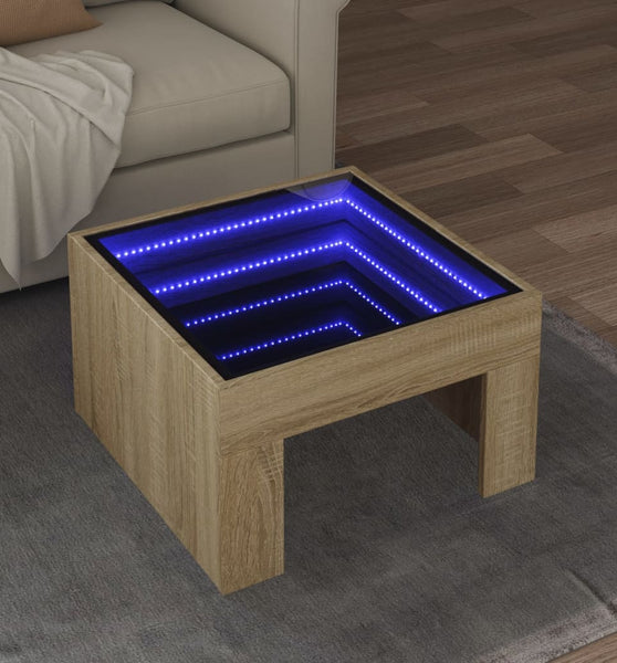 Couchtisch mit Infinity-LED Sonoma-Eiche 50x50x30 cm