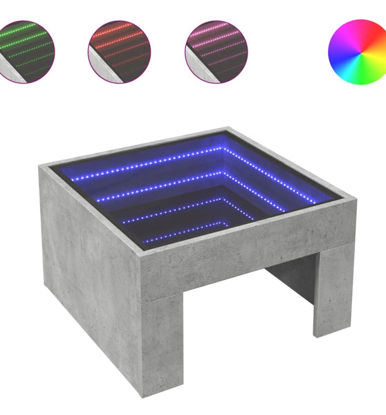 Couchtisch mit Infinity-LED Betongrau 50x50x30 cm